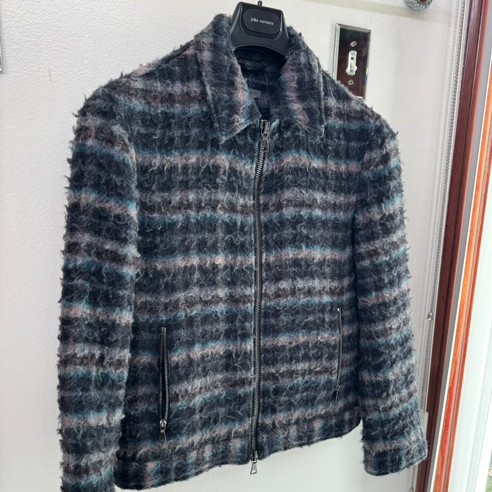 JOHN VARVATOS 'Baxter' Wool Plaid Trucker Jacket MSRP$$1298